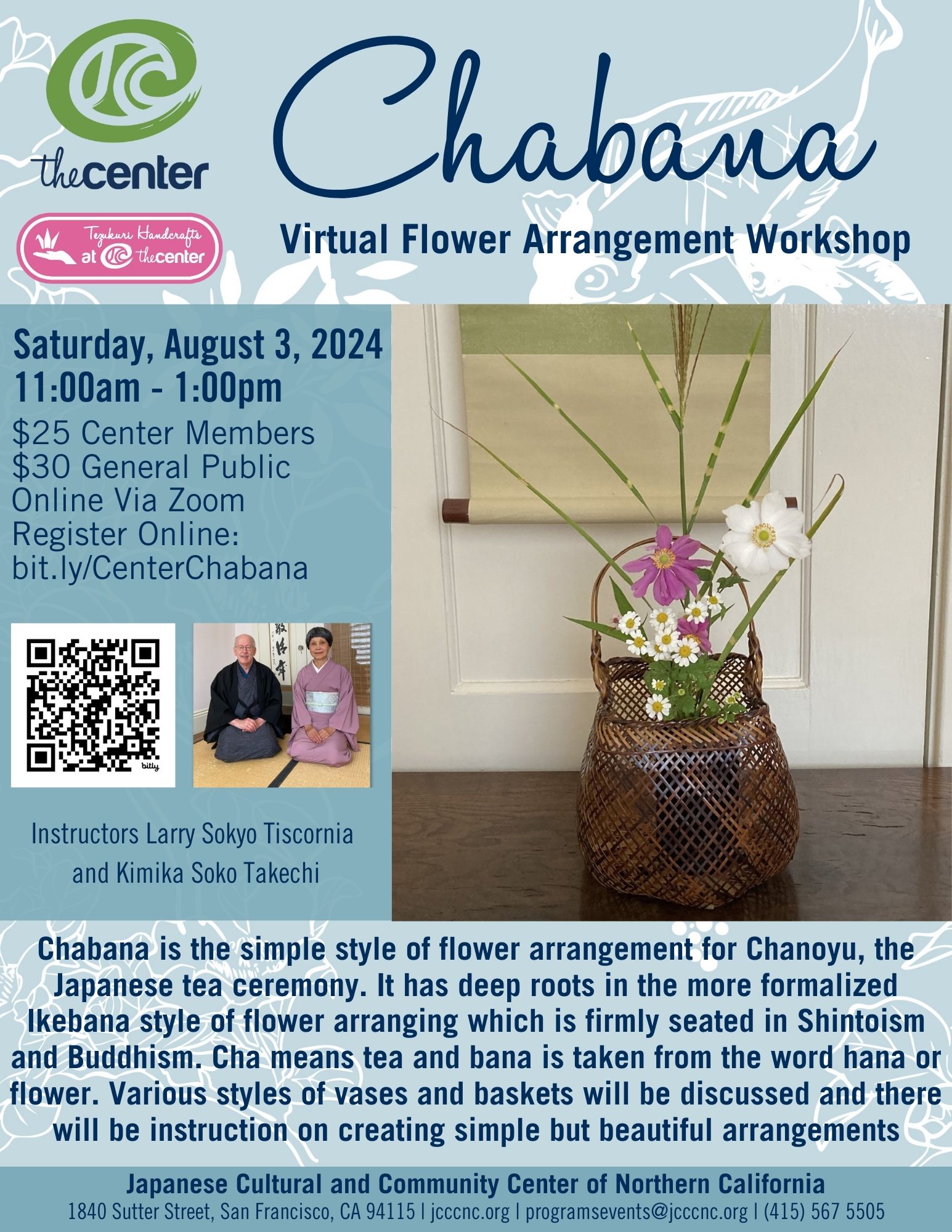 Chabana Virtual Flower Arrangement Workshop – August 2024