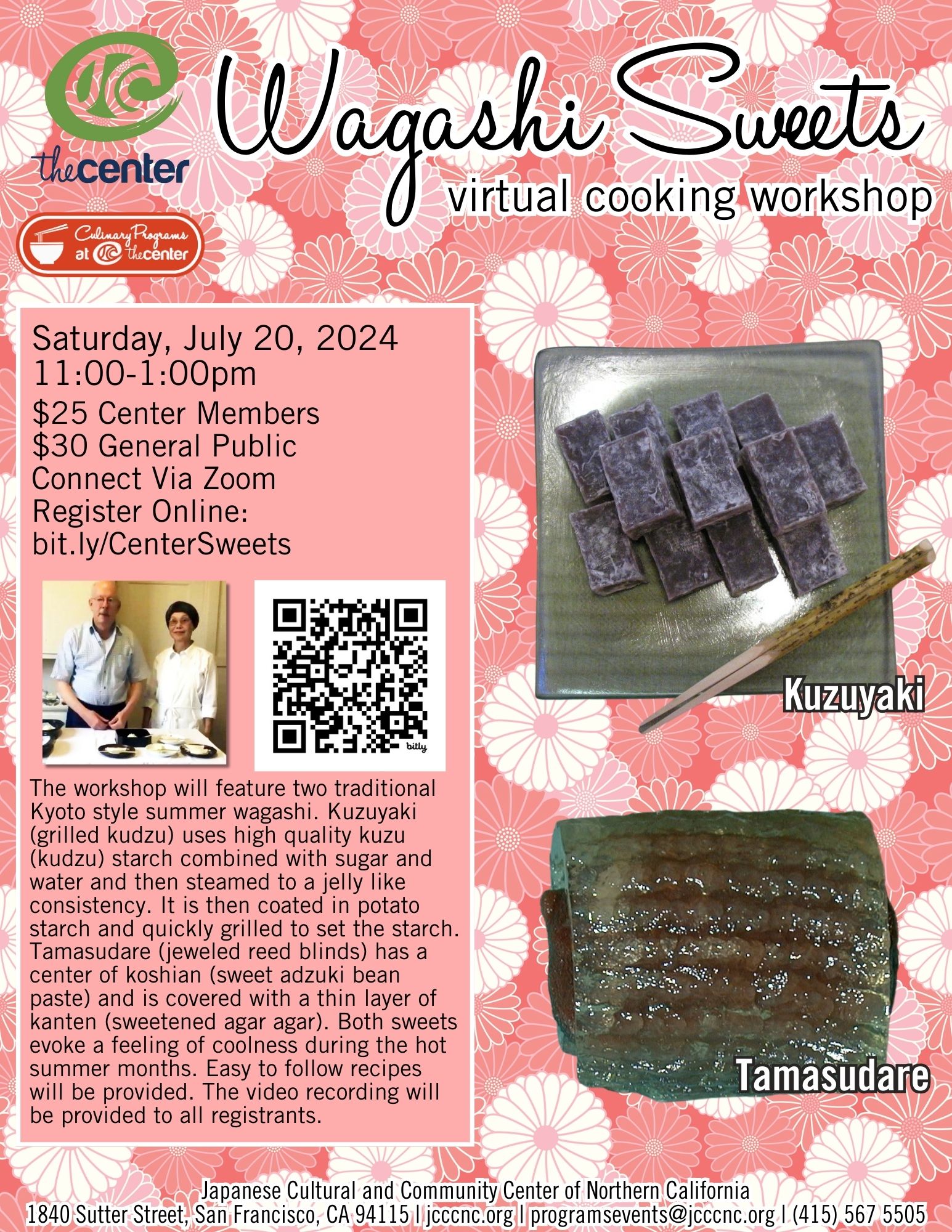 Wagashi Sweets Virtual Cooking Workshop – July 2024