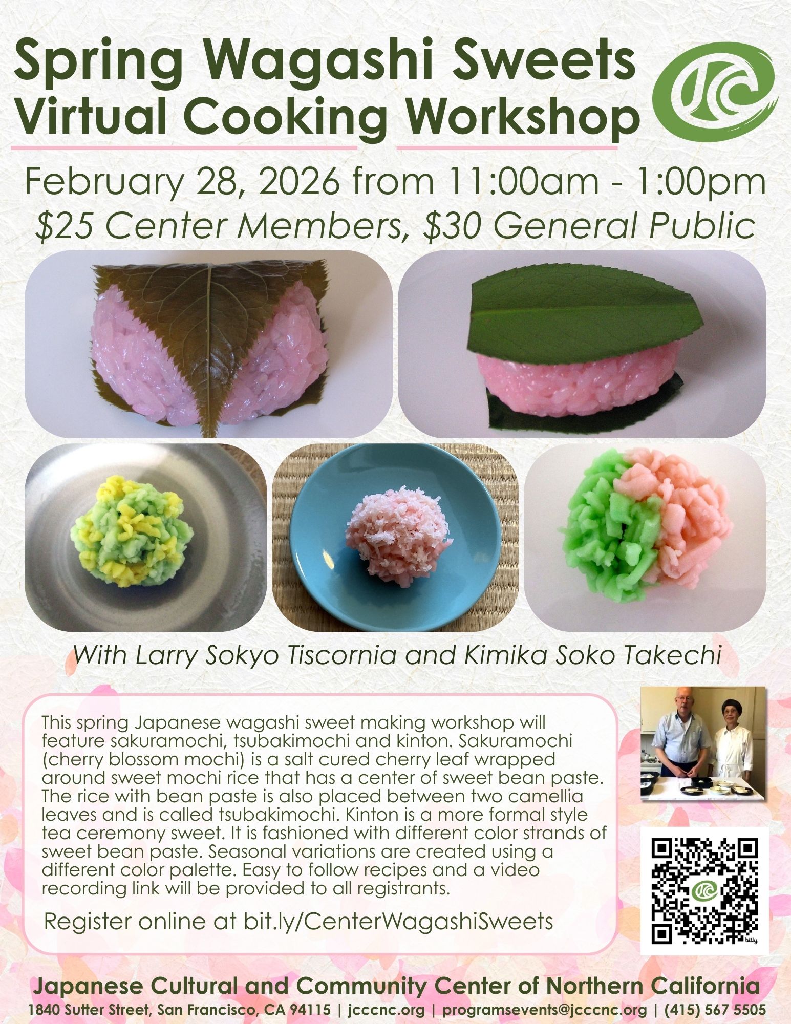 Spring Wagashi Sweets Virtual Cooking Workshop